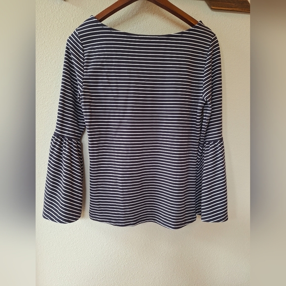 Frame Womens Navy/White Striped Flare Sleeve Top Nautical Size M - Picture 5 of 5